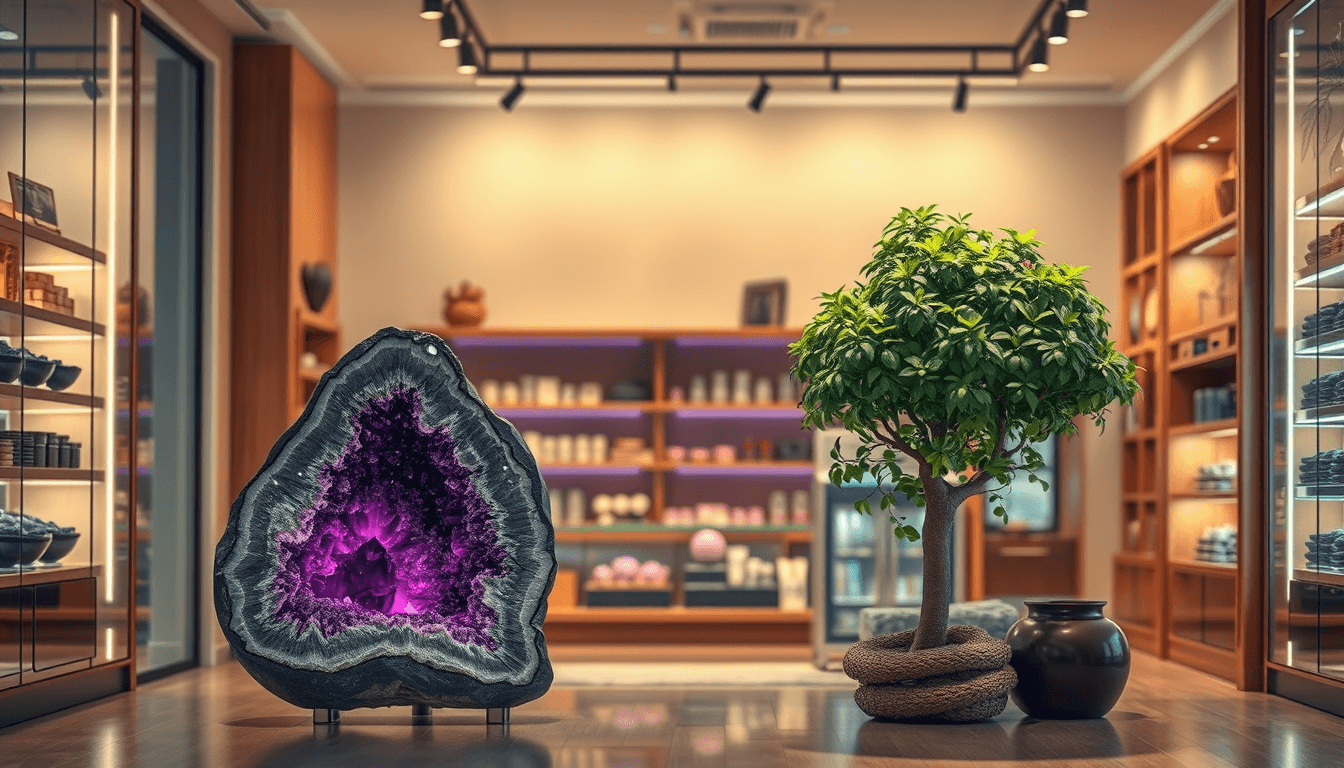 水晶洞_發財樹的真相_它們的核心作用是_視覺焦點_與_氣場引導_而非憑空招財